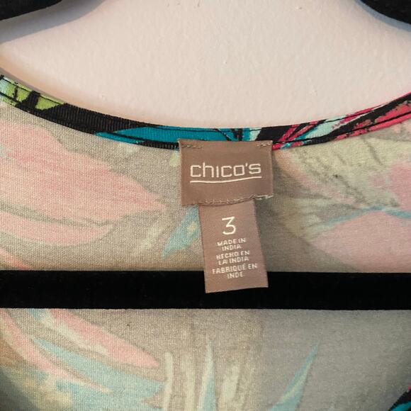 Chico's Black Multicolor Sleeveless Tank Dress Maxi Dress Tropical 3 / XL / 16 - Picture 2 of 9